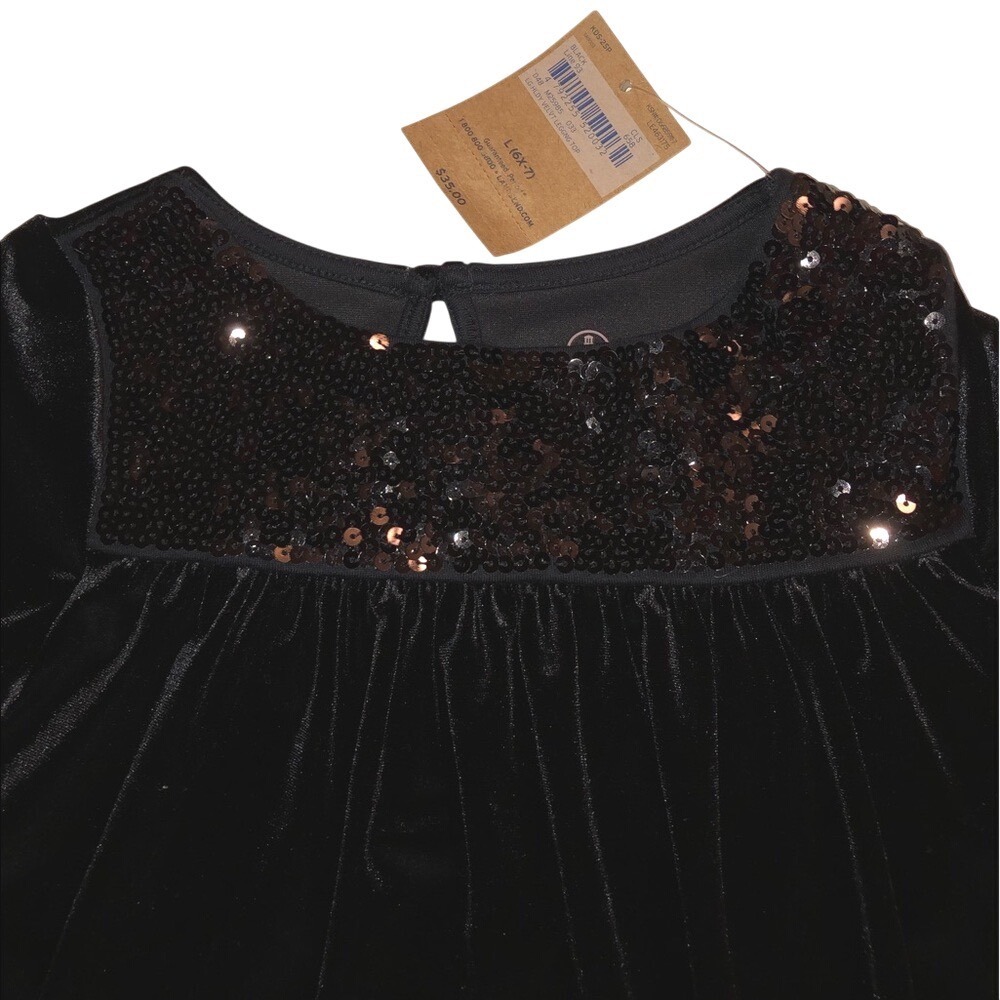 Landsend kids black velvet dress size L (6X-7) new - Picture 2 of 5